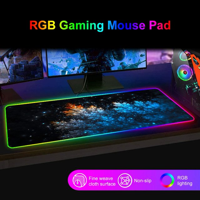 Lubelski LED RGB Backlight Map Snow Lion Light Pattern Desktop Gaming Mouse Pad Cushion