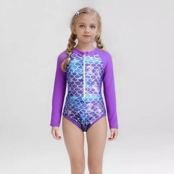 MUXiin Girls Swimsuits Size 14-16 One Piece Halter Embroidered Details Rash Guard Set Quick Dry Stylish Design Summer Swimwear Breathable Colorful Kids' Swimming Clothes
