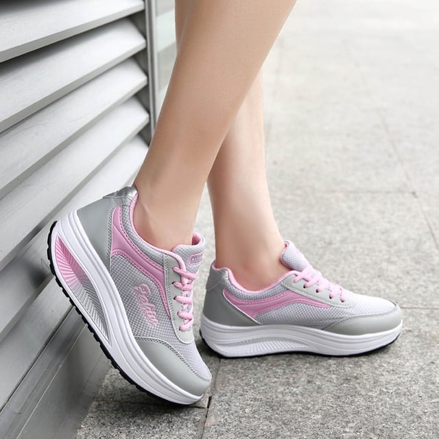 Chaussures Tjiojio pour Femmes, Mode Automne en Maille à Semelles Épaisses pour Voyage et Course