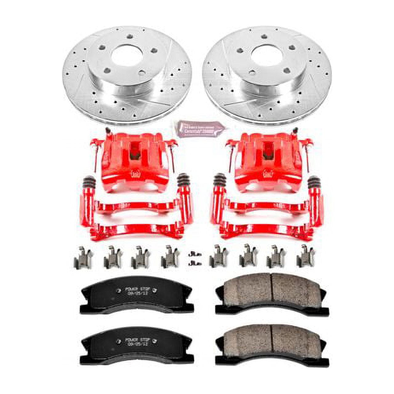 PowerStop Front Z23 Evolution Sport Brake Pad and Rotor Kit with Red Powder Coated Calipers Fits: JEEP Select Models KC2149