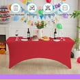 thumbnail image 3 of Galenzoov 2 pack 6FT Rectangular Fitted Tablecloth – Stretchable Spandex Table Cover Machine Washable, Ideal for Wedding, Dinner, Gatherings & Festivals, Red, 3 of 7