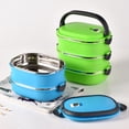thumbnail image 3 of Flmtop 1/2/3 Layer Rectangle Stainless Steel Thermal Lunch Box Food Storage Container, 3 of 7