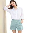 thumbnail image 5 of Stralyhd Shorts for Women Casual Cotton Linen Bermuda Shorts 2026 Summer Beach Travel Work Fashion Mid-Rise Short Basic Short with Pockets Cyan S, 5 of 7