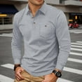 thumbnail image 2 of Men's Polo Shirts Fall Winter Long Sleeve Tops Solid Color Button Down Collared Casual Soft T Shirts for Man, 2 of 9