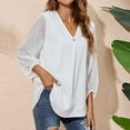 thumbnail image 6 of Shirt Womens Summer Chiffon V Neck Long Sleeve Blouse Casual Loose Work Business Floral Shirts Tunic Tops Shirts For Women, 6 of 8