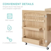 Best Choice Products Sewing Machine Table & Desk w/ Craft Storage and Trays - Light Brown
