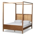 thumbnail image 2 of Baxton Studio Malia Contemporary Engineered Wood Back Support Canopy Bed, Queen, Walnut Brown, 2 of 9