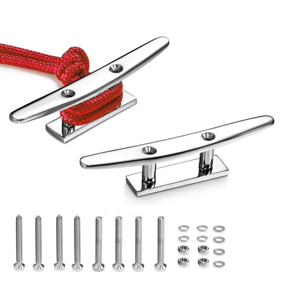 Small Boat Dock Cleat 5 inches 2 Pieces, 316 Stainless Steel, Heavy Duty, Include Installation Screws, Marine Boat Mooring Accessories