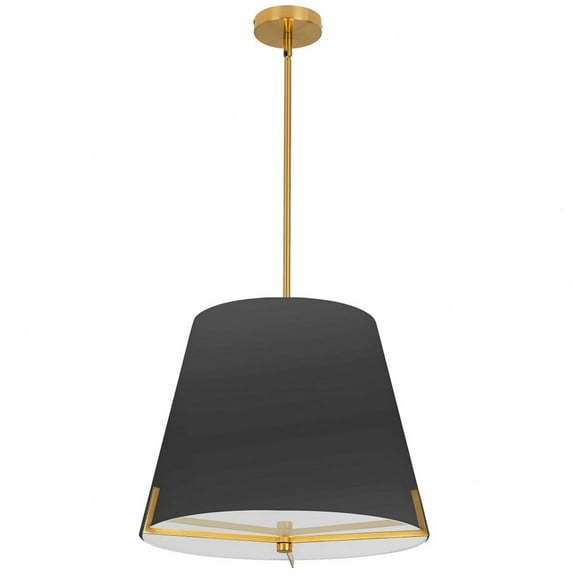 Dainolite PST-184P-AGB-BK 4 Light Incandescent Pendant - Aged Brass with Black Fabric Shade