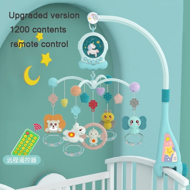 Baby CPull Mobile con control remoto, caja de música, luz nocturna giratoria, juguetes para dormir para recién nacidos de 0 a 12 años, campana para cama, juguetes musicalesControl remoto zhangmengya unisex