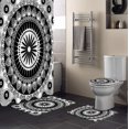 thumbnail image 3 of FMSHPON Black White 4 Piece Bathroom Set Shower Curtain Bath Rug Contour Mat and Toilet Lid Cover, 3 of 7