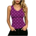 thumbnail image 2 of Sheghy Women Tank Tops Trendy Polka Dot Ribbed Knit Tank, V Neck Sleeveless Summer Fashion Top Purple L, 2 of 7
