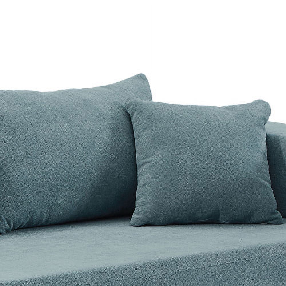 Aukfa 107" L-Shaped Sofa Couch, Pure Sponge Sleeper Sofa Bed with 5 Pillows, Assemble Free, Blue