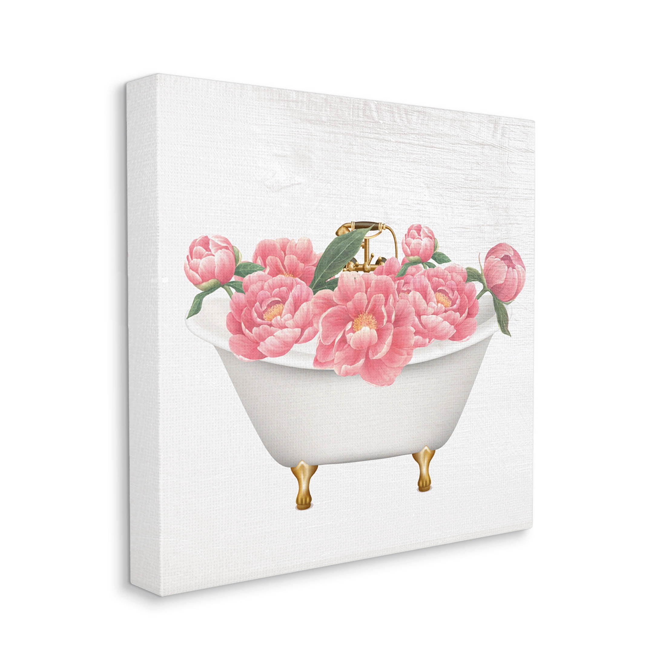 Budding Peony Vintage Tub Botanical & Floral Graphic Art Gallery Wrapped Canvas Print Wall Art
