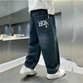 thumbnail image 3 of Boy's Baggy Hop Jeans Loose Fit Skateboard Denim Pants Streetwear Durable Quality Vintage Plain Pants Multiple Pockets for Boys, 3 of 5