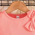 thumbnail image 5 of ITSAME Girls Outfit Sets, Knit Cotton Bow Ruffle Sleeve Top and Floral Print Shorts 2-Piece Summer Fashion Leisure Sets Pink 9M, 5 of 8