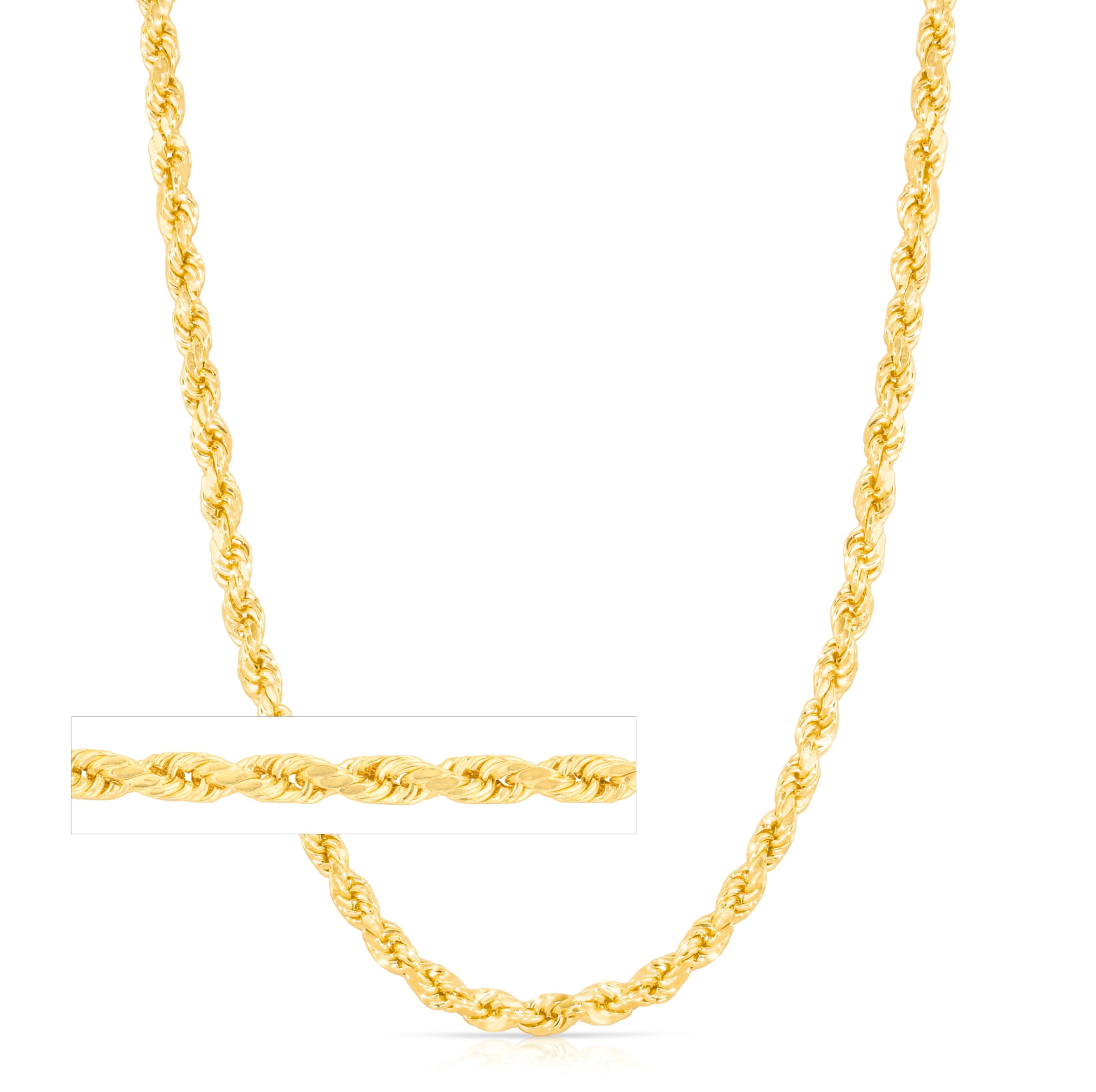 Floreo 10k Yellow Gold 5mm Diamond Cut Lite Rope Chain Necklace