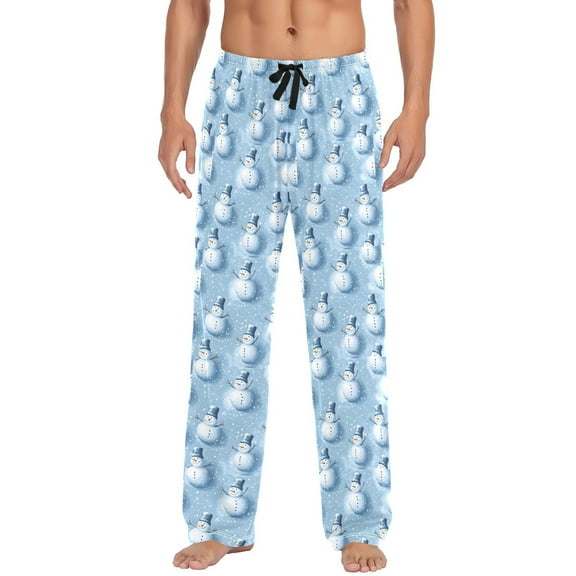 Men's Pajama Pants Christmas Winter Snowman Cotton Long Sleepwear Lounge Pants L