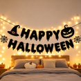 thumbnail image 4 of Halloween Banner 8.2 Ft HAPPY HALLOWEEN, Black Dripping Letters with Pumpkin String Flags, Spooky Party Garland for Haunted House, Trick-or-Treat, School, Office, and Indoor Outdoor Decor, 4 of 8