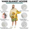 thumbnail image 5 of Beige Sunflower Handwriting Pattern Wearable Oversized Blanket,Wearable Blanket Hoodie for Adults,Cozy Hooded Blankets with Super Pockets,Super Warm Fuzzy Pullover for Women & Men, 5 of 6