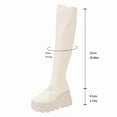 thumbnail image 4 of PiGOGI Women's Winter Over the Knee Boots Elastic Stockings Wedge Heel Boots for Women Comfortable Thick Bottom Fashion Long Boots Beige 43, 4 of 6