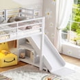 thumbnail image 6 of Leumius Twin Size Metal Loft Bed with Slide & Ladder, Metal Loft Bed with Storage Drawers and Hanging Area, LED Lights,Antique White, 6 of 17