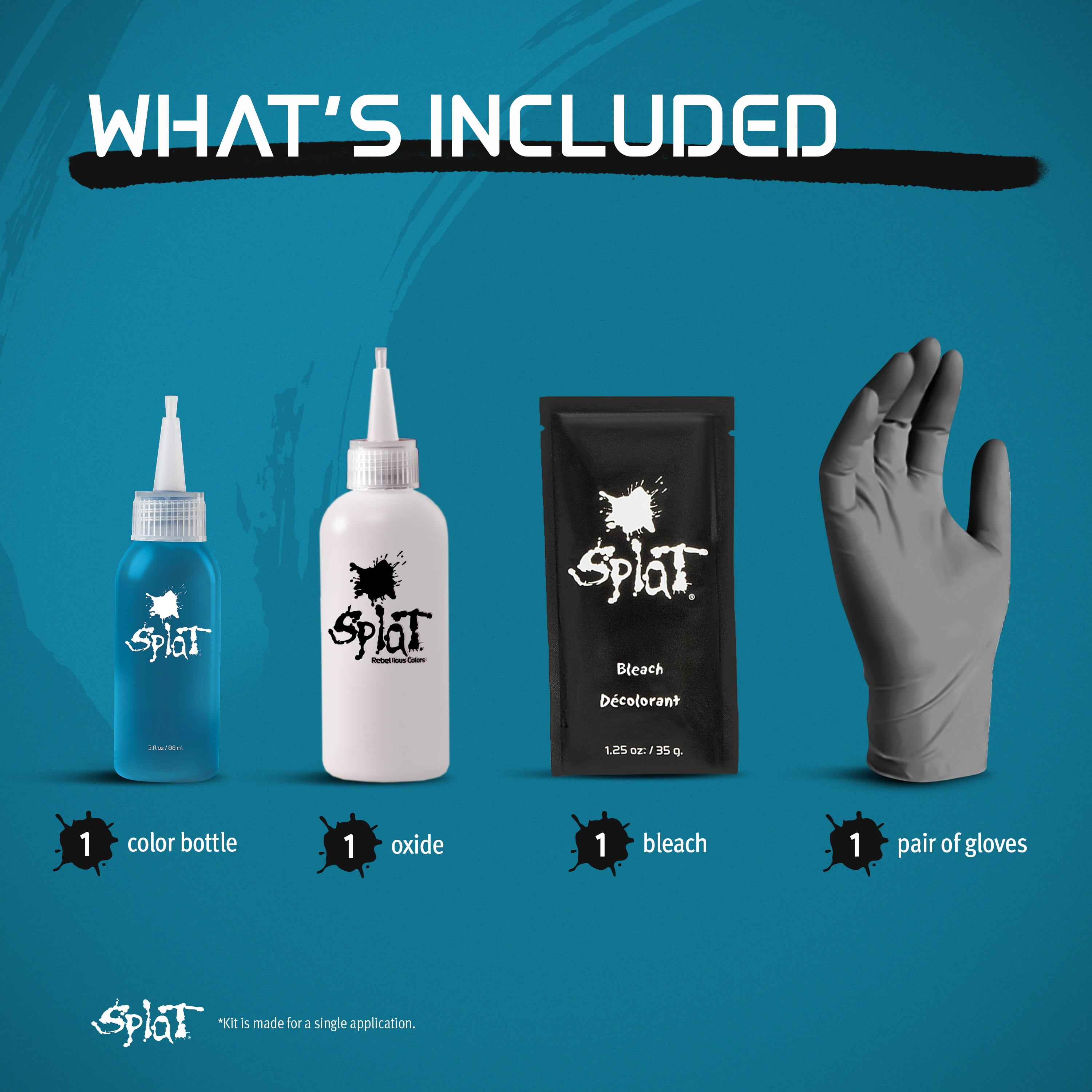 Splat, Hair Dye Kit, Complete Blue Aqua Rush, 1 Application