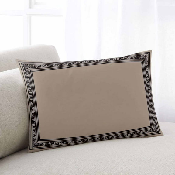 Black Brown Greek Key Throw Pillow Cover,Pillowcase Protectors with Zipper,Breathable Decorative Lumbar Pillow Case Cover,Geometric Greece Ancient Farmhouse Geo Pillow Shams for Couch Sofa 12x20Inch