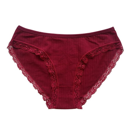Scyoekwg Womens Underwear Cotton Ladies Underpants Hipster Panties Knickers Solid Color Stretchy Comfort High Waisted Underwear Underpants(Red M)