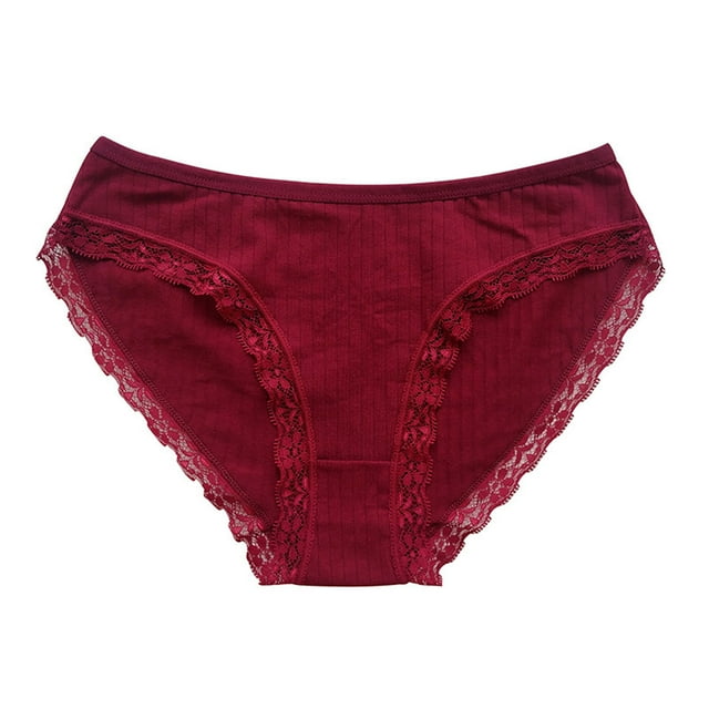 Plebaso Women's Cotton Panties Lace Full Coverage Bikini Soft Panties Ladies Solid Color Stretch Underwear