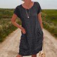 thumbnail image 1 of Vestido Vestido informal de mujer con cuello redondo de lino y algodón de gran tamaño para uso diario (negro S) Cgtredaw Negro T S para Mujer, 1 of 7