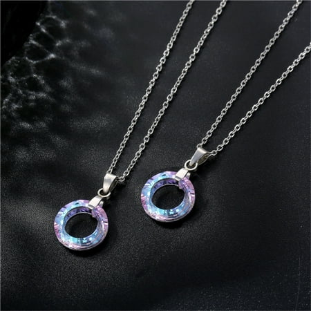 

VBVC 2Pc Crystal Pendant Short Necklace Stainless Steel Material Unisex Party Dressing Valentine S Day