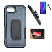 Compatible Case for Apple iPhone 16e/ iPhone SE4 2025 , Dual Layer Shockproof 360-Degree Rotating Belt Clip Case Cover with Kickstand + Tempered Glass (Blue)