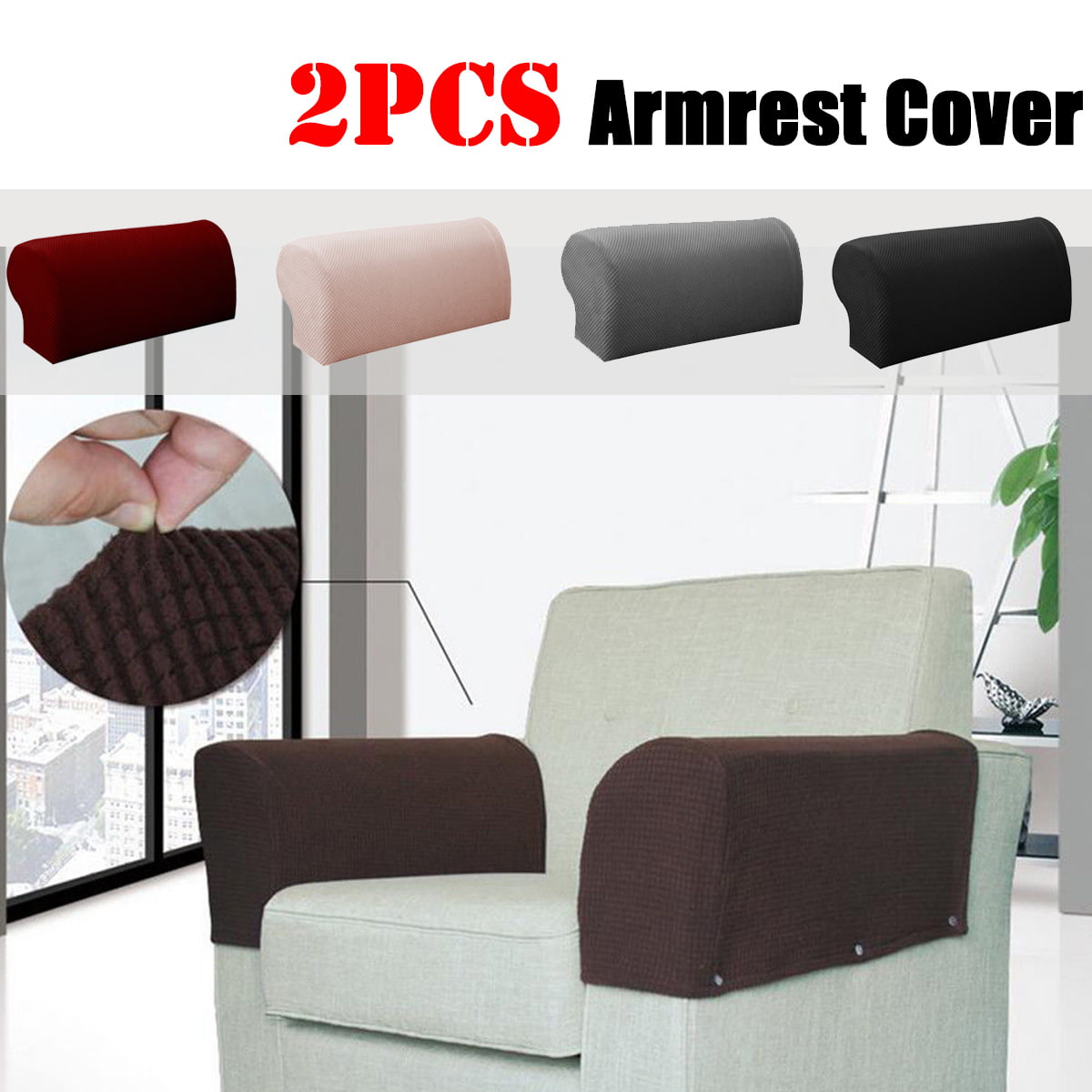 azurely Armchair Armrest Cover Sofa 1 Pair Double-Faced Non-slip Sofa Arm Cover Stretch Comfortable & Soft Corn Velour Spandex Armchair Arm Covers Furniture Protector For Chair