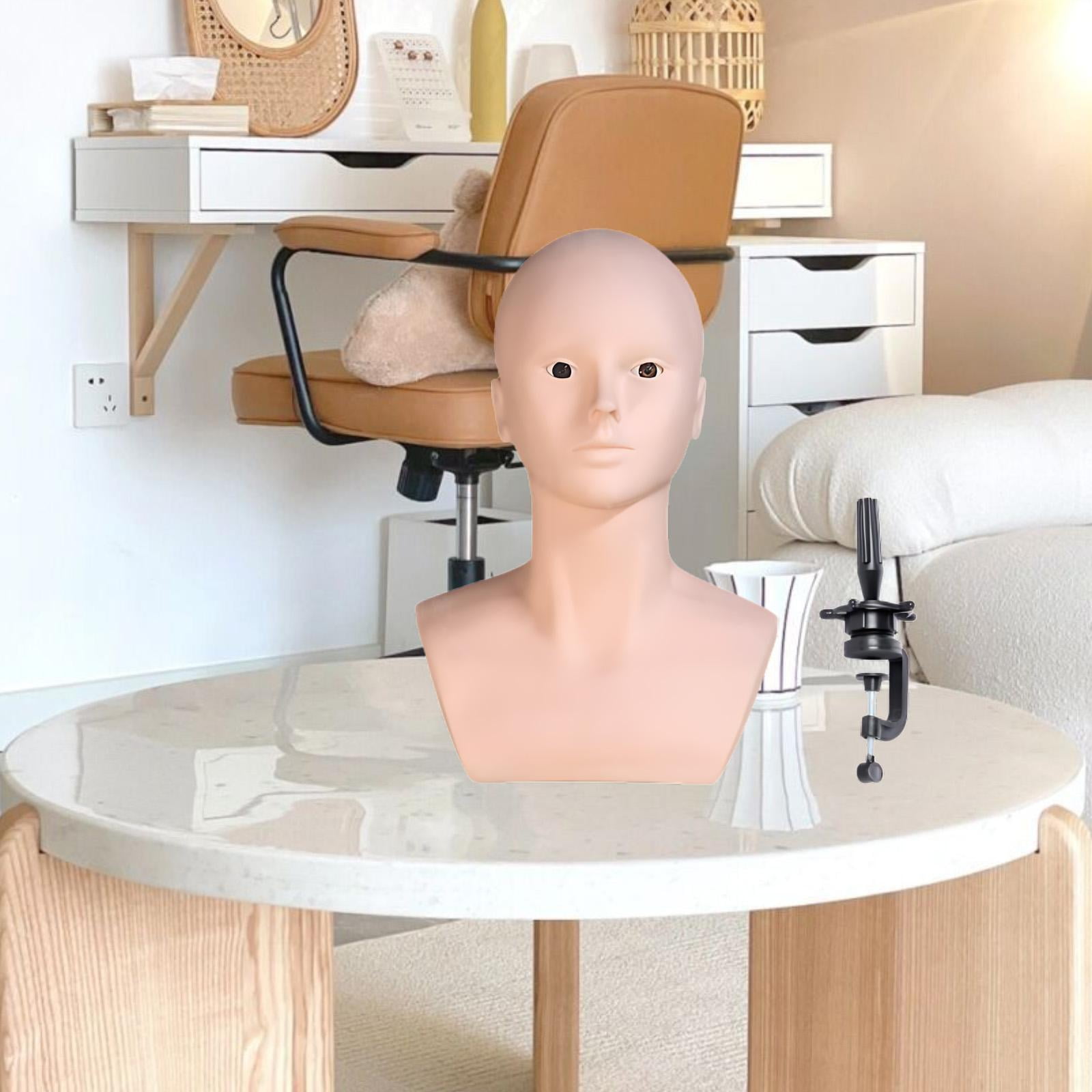EHJRE Mannequin Bald Head,Wig Stand,Sturdy,Makeup Training Head,Professional,Lightweight Display Wig Display Head Manikin Head , with holder