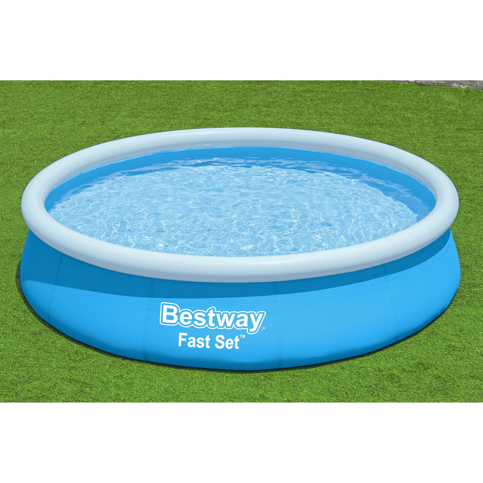 Bestway: Fast Set - 12' x 30" Inflatable Round Pool Set - Blue, Above Ground Swimming, Fill & Rise Setup, Tritech Construction, Filter Pump, Family