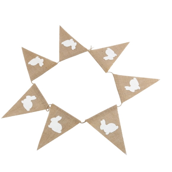 Guirlande Décorative de Fanions de Pâques en Jute pour Décoration Intérieure Extérieure Beige 1 Pce