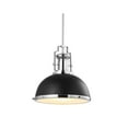 thumbnail image 2 of JONATHAN Y Homer 13" 1-Light Modern Industrial Iron LED Dome Pendant, Black/Chrome, 2 of 6