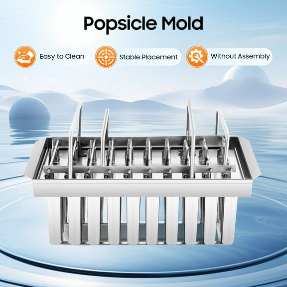 Stainless Steel Ice Lolly Popsicle Molds Kit ，Stainless Steel Molds Mold Ice Pop Lolly Popsicle Ice Cream Stick Holder   Cleaning Brush