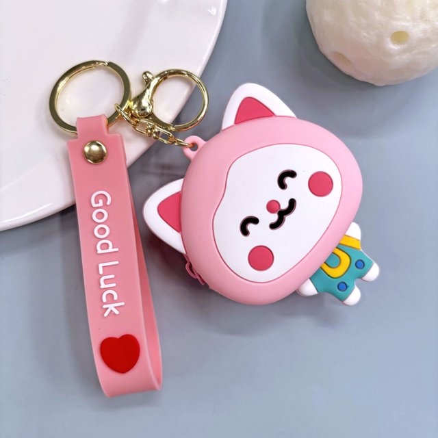 Monedero con cremallera y llavero para pareja de Sanrio, súper lindo, bolso con forma de gato Kt, accesorio para colgar, bolso pequeño para el auto