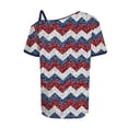 thumbnail image 4 of SELONE 4th of July Work Shirts for Women Stripe Pullover One Shoulder Short Sleeve Tops Patriotic Graphic Clothes, 4 of 4