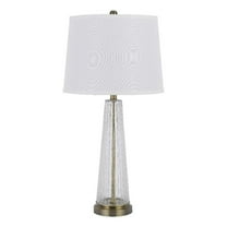 31 Inch Table Lamp Set of 2, White Shade, Tapered Glass Body, Metal Base