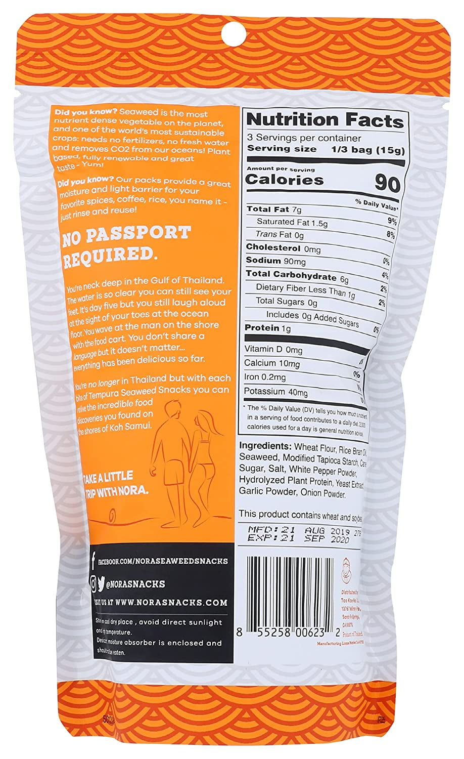 Nora Snacks - Tempura Original - Case of 12 - 1.6 OZ