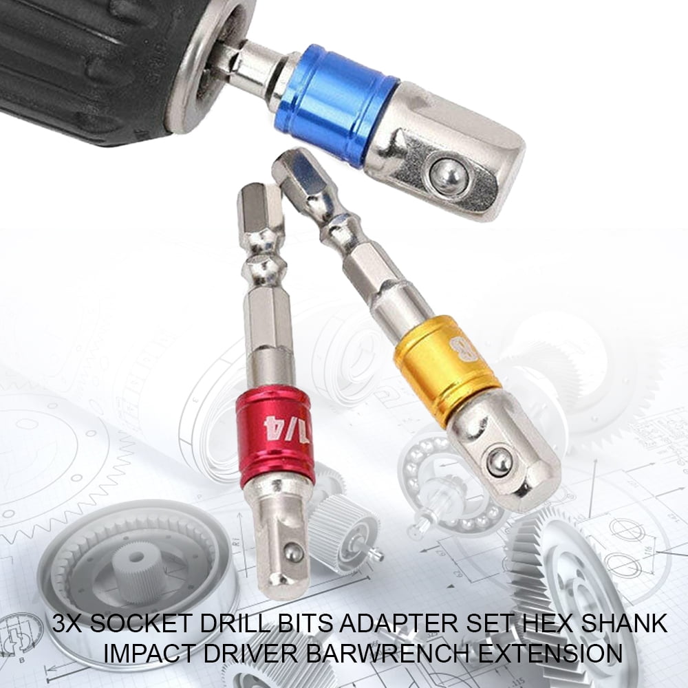 Socket Adapter 1//2Inch Nut Driver Socket Impact Hex Shank Extension Drill Bit Bar 50mm