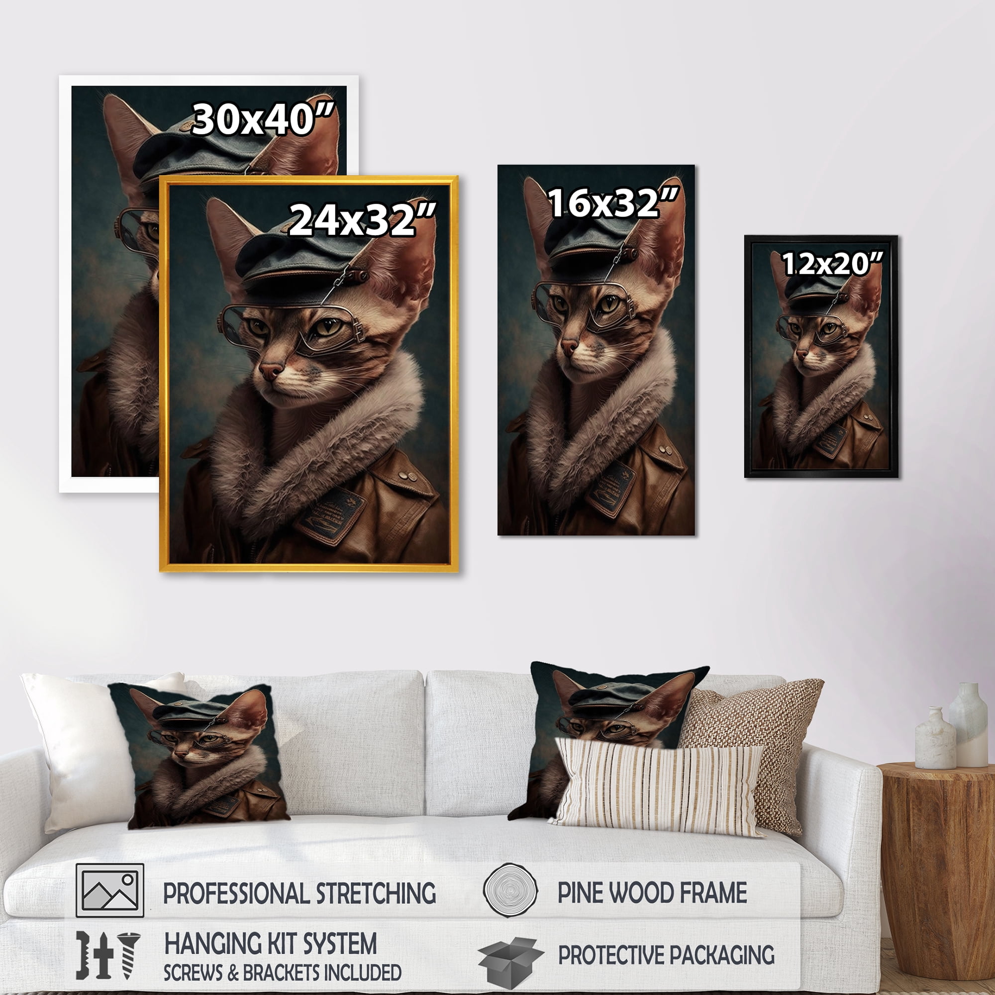 Designart 'Cat Wearing Clothing II' Canvas Wall Art