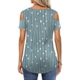 thumbnail image 6 of UoCefik Women's Summer Cold Shoulder T-Shirt Casual Short Sleeve V Neck Blouse Top Light Blue M, 6 of 6