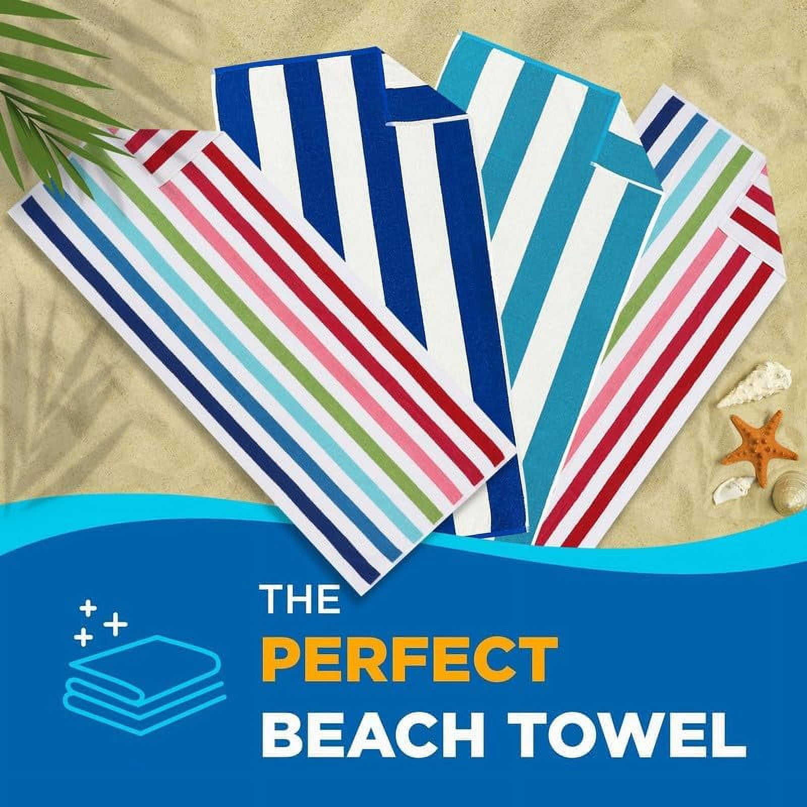 Kaufman - Large Beach Towels | 30" x 60" Terry Cabana Striped Beach Towels | Absorbent, Quick-Drying | 100% Cotton Thick Beach Towels (4 Pack)
