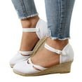 thumbnail image 4 of NOKIO Sandals for Women Dressy Summer, Women's Ankle Strap Closed Toe Espadrille Wedge Sandals Dressy Platform Wedge Sandals Casual Shoes Versatile Braided Buckle Breathable Wedge Sandals, 4 of 8