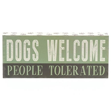 Art Welcome Sign - Barnyard Designs Dogs Welcome People Tolerated Box Wall Art Sign, Primitive Country Farmhouse Home Decor Sign With Sayings 12