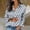 Gray, variant on Womens Button Down Shirt Long Sleeve Lapel Stain Blouse Ladies Casual Loose Comfy Polka Dots Top for Everyday Outing Wear Weekend Activities